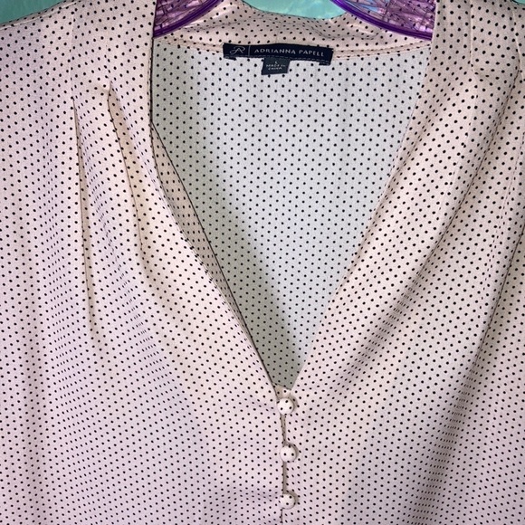 Adriana Papell pink polka dot blouse - Picture 2 of 6